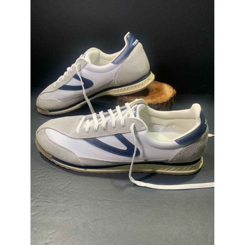 Tretorn Rawlins Vintage T- Toe Men White Navy Blue Sneakers Shoe Size 12